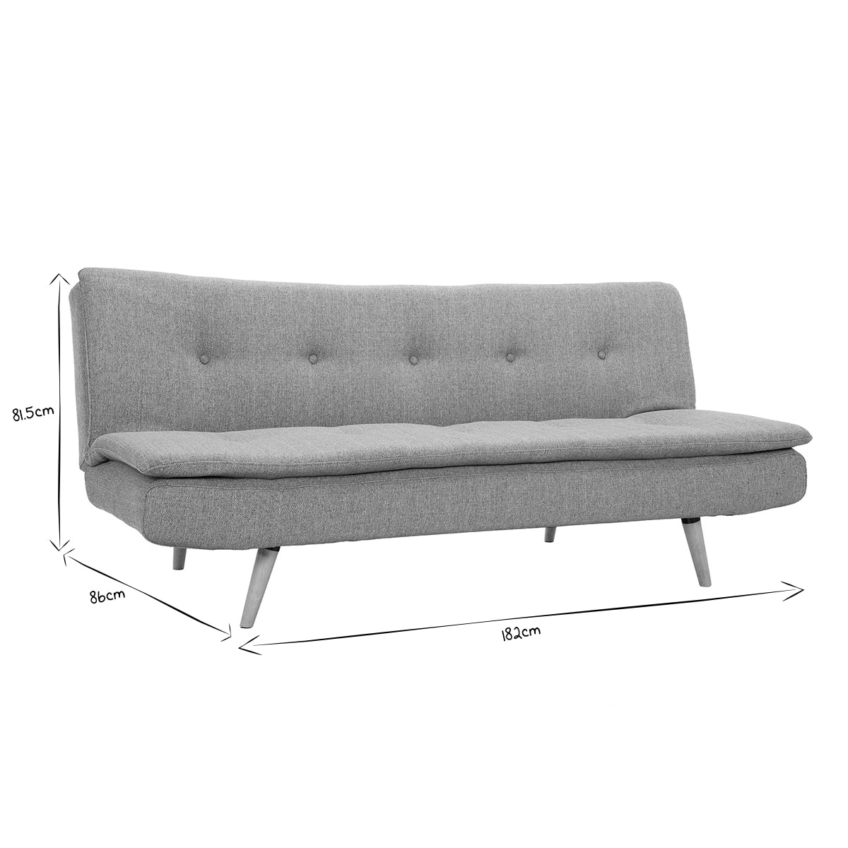 Canapé convertible scandinave 3 places en tissu gris foncé et bois clair SENSO