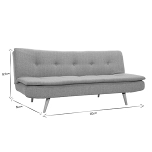 Canapé convertible scandinave 3 places en tissu gris foncé et bois clair SENSO