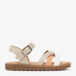 Sandalias multicolor con tiras para niña, color topo, cuero