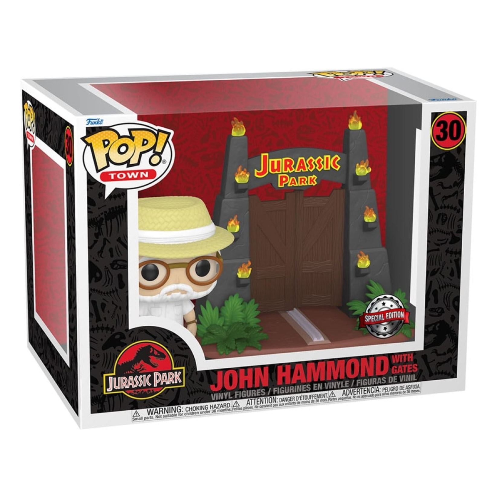 Jurassic Park Pop! Town Vinile Figura John Hammond Con Gates 9 Cm Funko