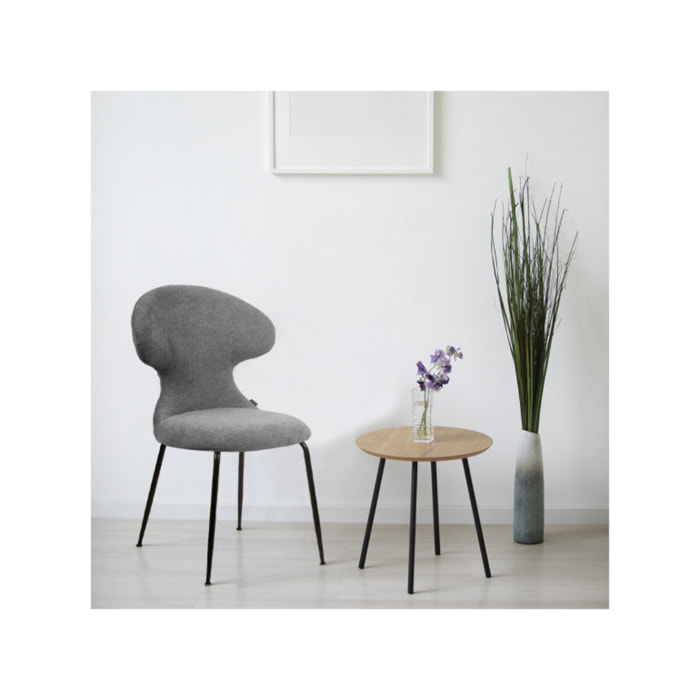 Chaise en tissu doux avec piètement en métal noir - SILVIO