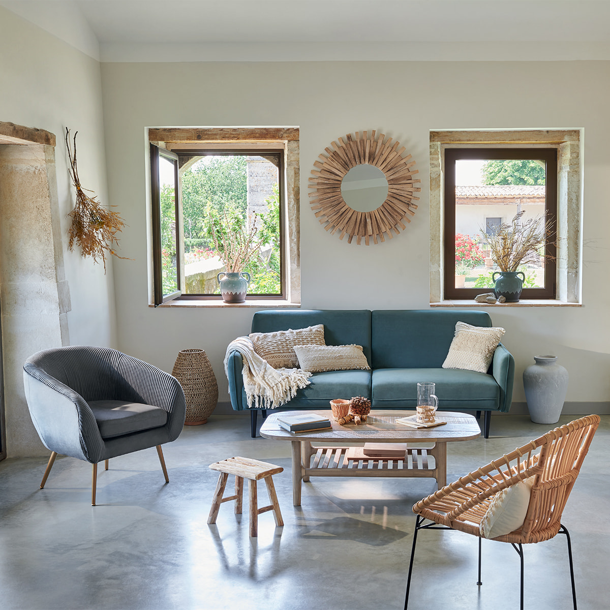 Miroir "Manon" - bois flotté D88 cm