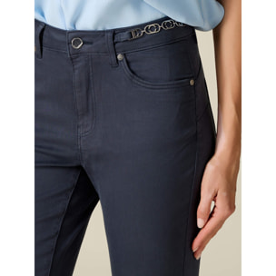 Oltre - Pantaloni skinny con catena metallica - Blu