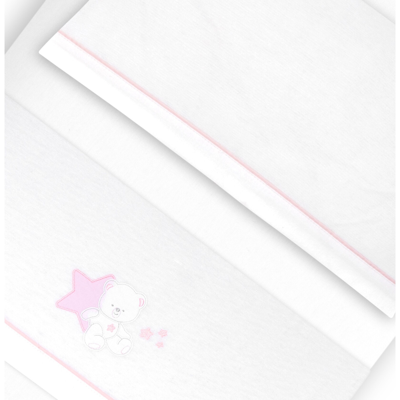 Triptico Minicuna Franela Osito Sentado Bco/Rosa