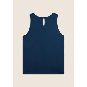 Canotta Svasata con Ricamo Floreale