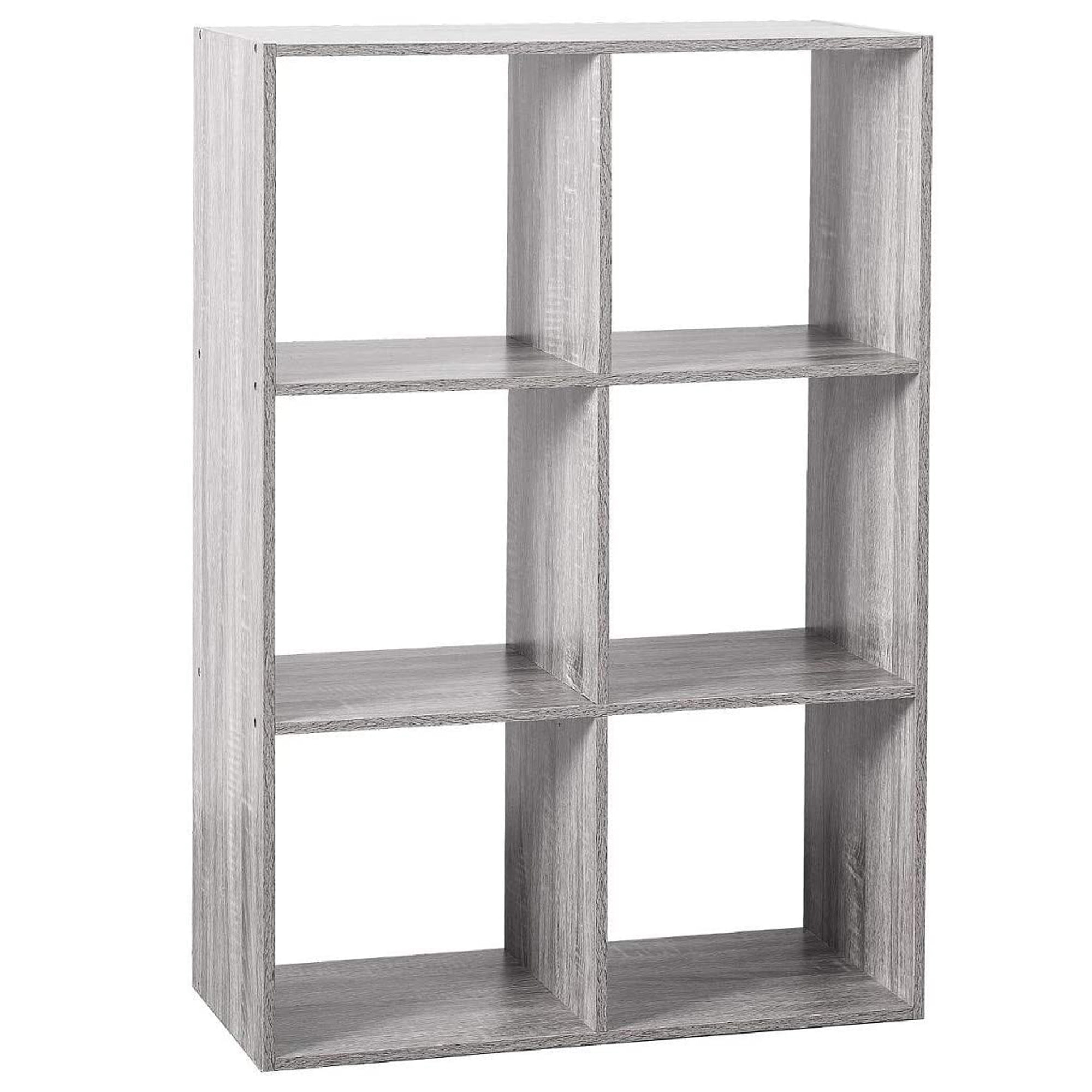 Estante de madera de 6 cajas en color gris