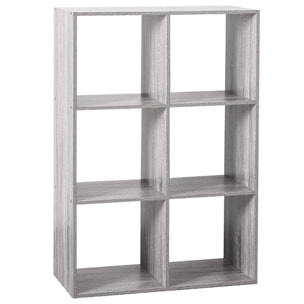 Estante de madera de 6 cajas en color gris