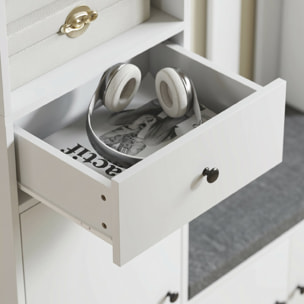 Vestiaire d'entrée banc chaussures multi-rangement gris blanc