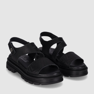 Sandalias de Piel - Negro - Tacón: Bajo