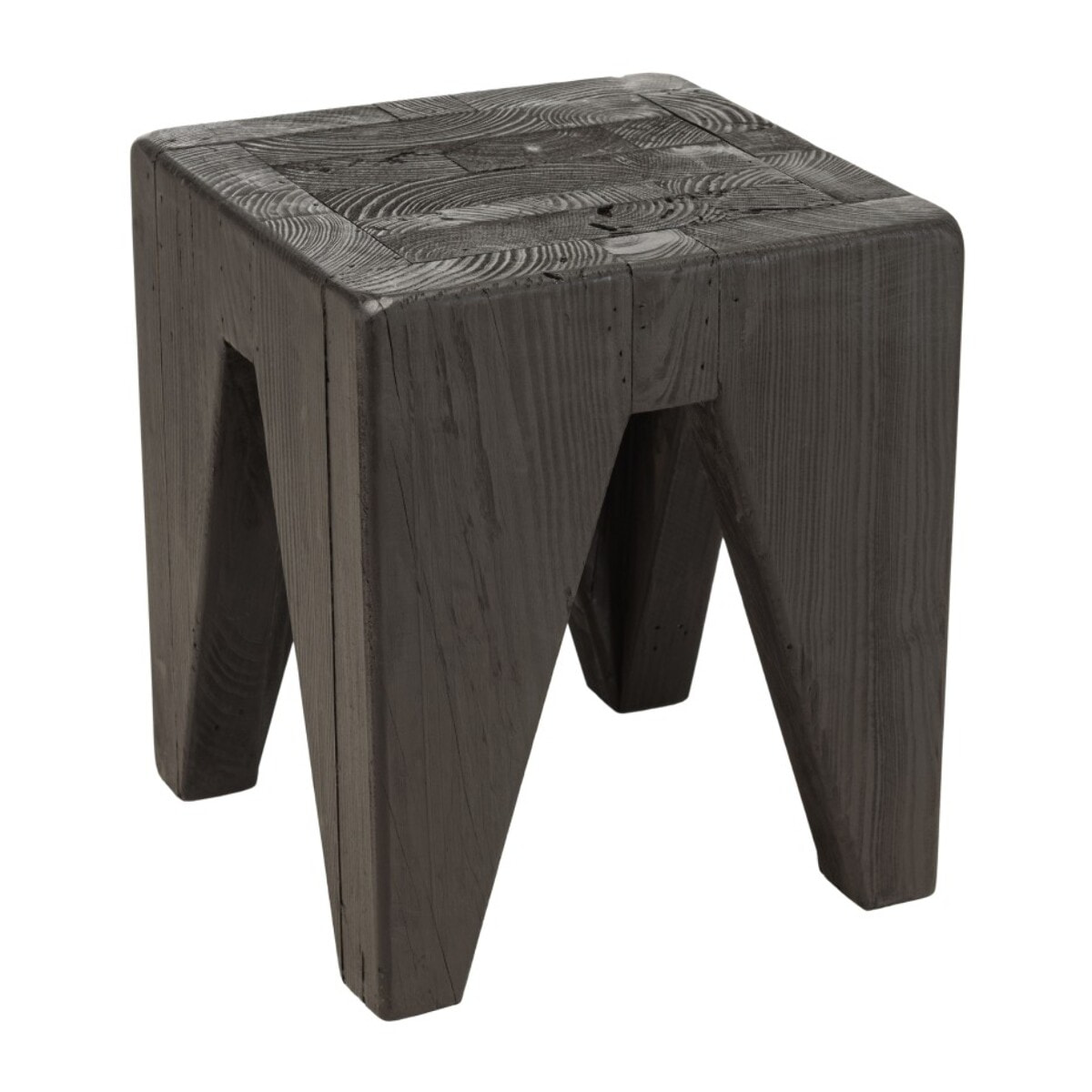 DANDY - Tabouret carré noir 35x35cm bois Pin recyclé