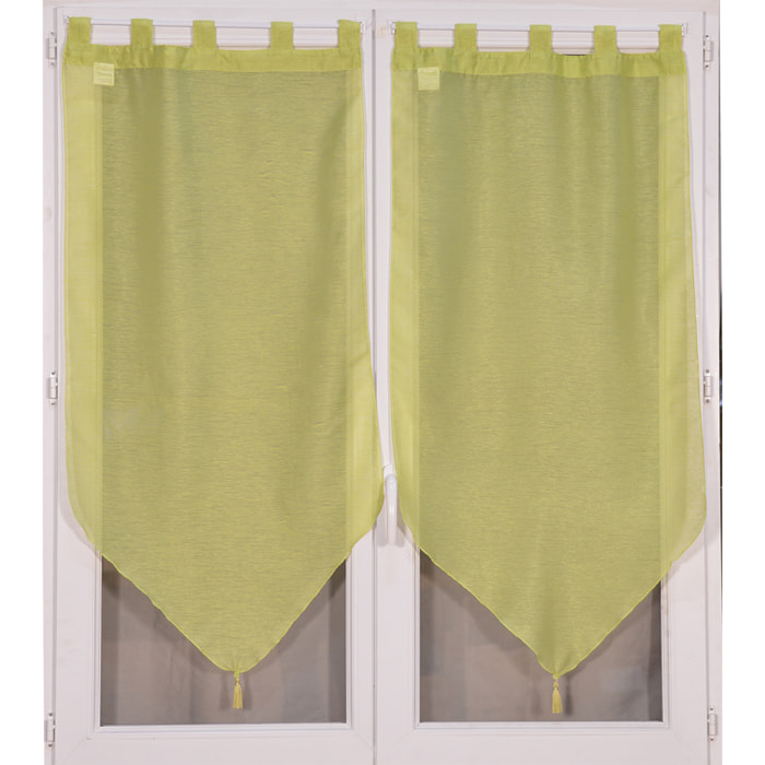 Paire de petits voilages anis en pointe avec pompon - Vert clair