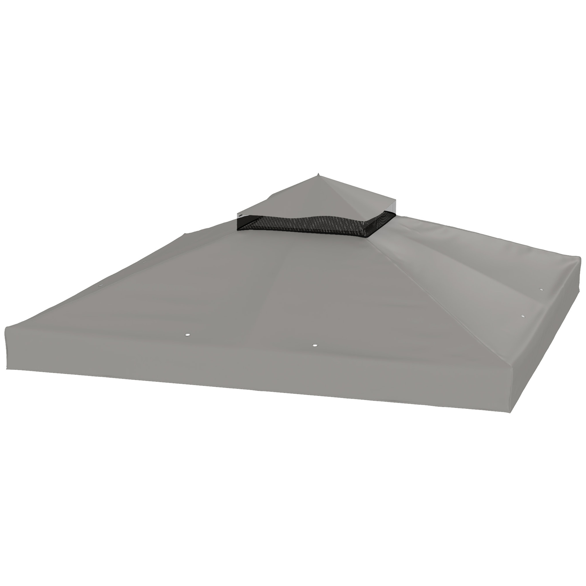 Toile de rechange barnum tonnelle 3 x 3 m - toit double avec œillets drainage - polyester gris