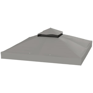 Toile de rechange barnum tonnelle 3 x 3 m - toit double avec œillets drainage - polyester gris