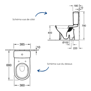WC à poser sortie verticale VILLEROY & BOCH O.novo avec abattant frein de chute