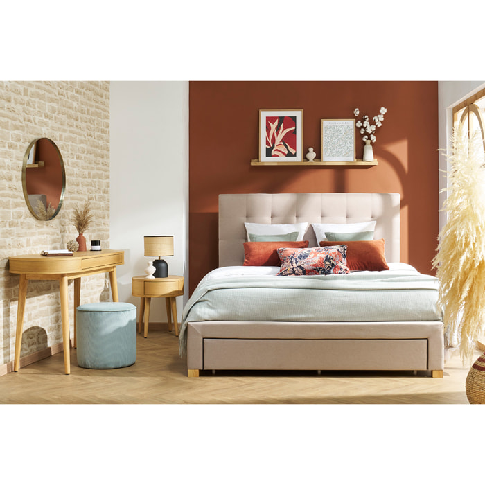 Table de chevet ronde en bois clair avec tiroir D45 cm JUDITH