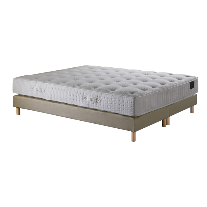 Ensemble Comète - Matelas ressorts ensachés - Sommier Jaune