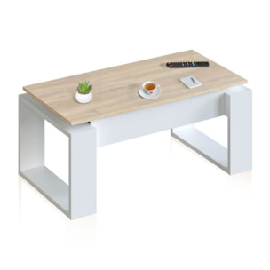 Mesa de centro elevable Neo Blanco Artik (Blanco Mate) - Roble Canadian