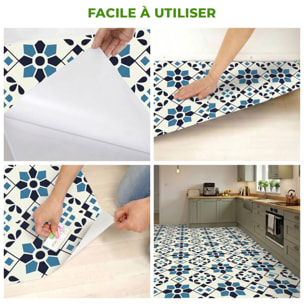 Sticker Sol avec laminat de Protection en Plastique Anti-dérapant | Stickers adhésif Sol - CARREAUX DE CIMENT SOL KARINA - 1 sticker