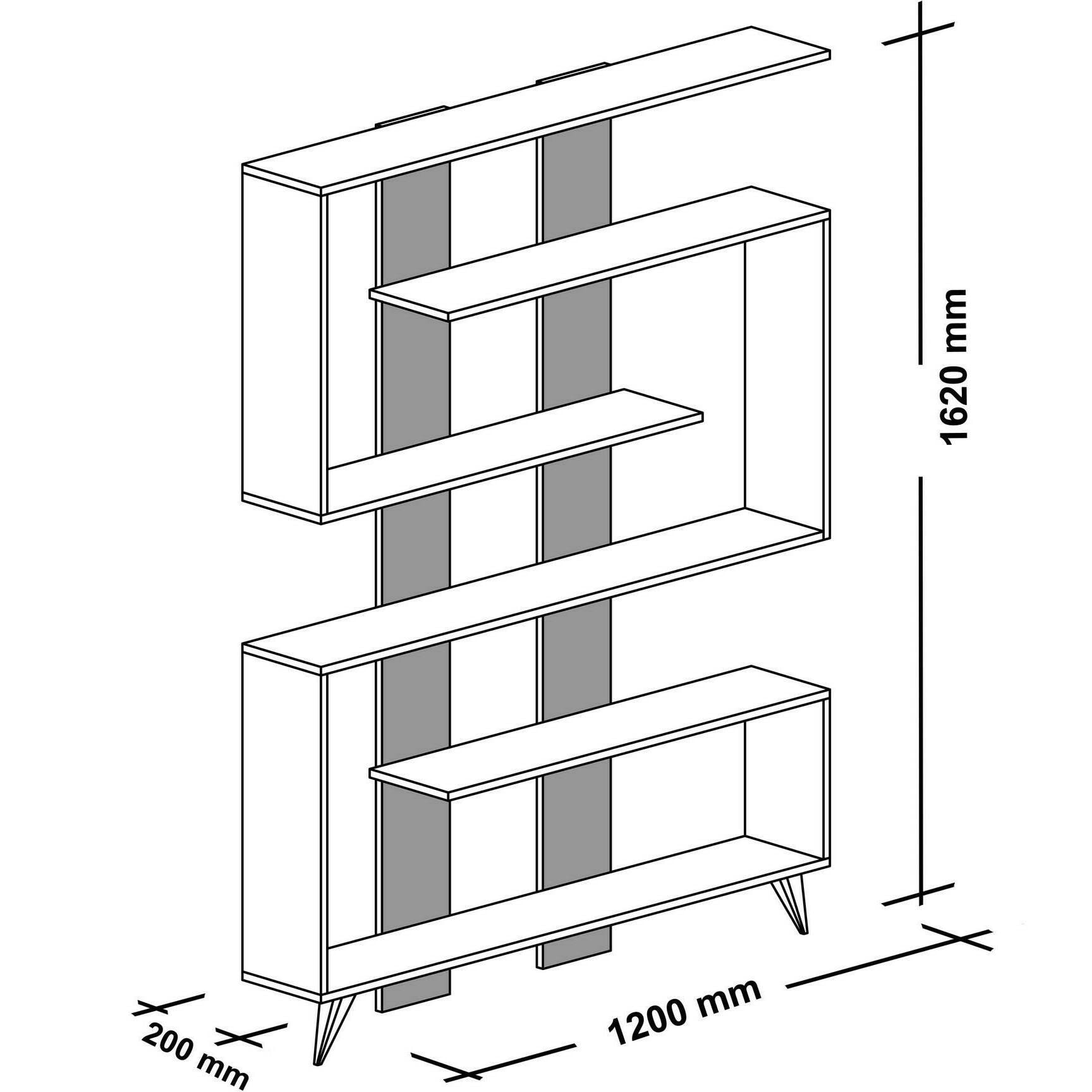 Libreria Dmandell, Scaffale da ufficio, Mobile portalibri, Biblioteca, 120x20h162 cm, Bianco