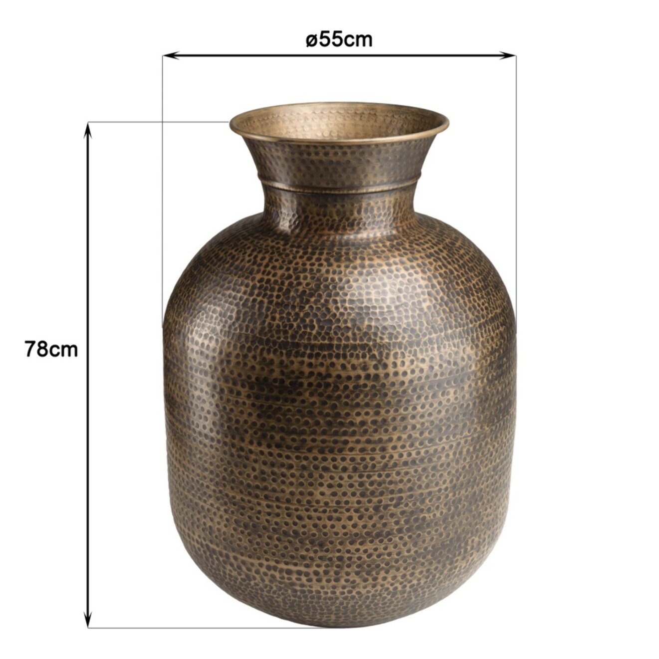 HONORE - Vase alu. 53x75cm effet martelé couleur laiton noir antique