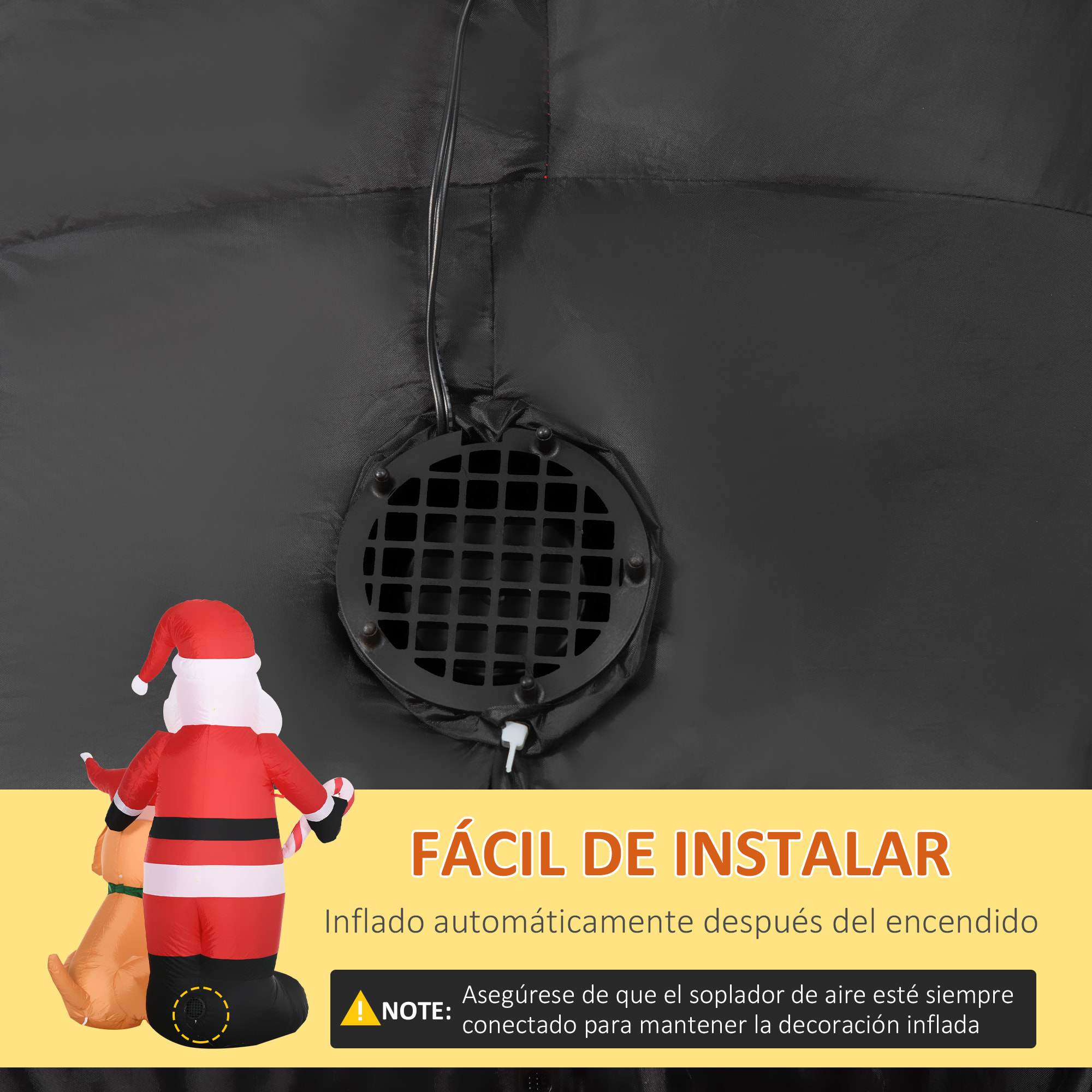 Papá Noel Inflable con Perro con 9 Luces LED IP44 e Inflador 117x80x157 cm