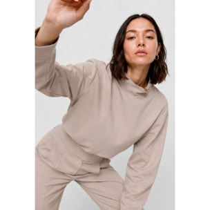 Kocca - Blusa da donna a collo alto con maniche ampie e drappeggio Donna
