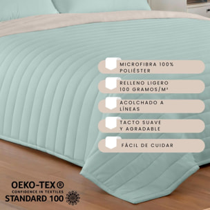 Colcha Bouti Bicolor - Reversible - 100% Microfibra - 70 gr/m² - L.702 Verde/L.198 Piedra