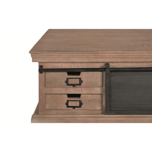 Mesas de Centro de Madera de Mango 90 Cm Estilo Industrial Moderno