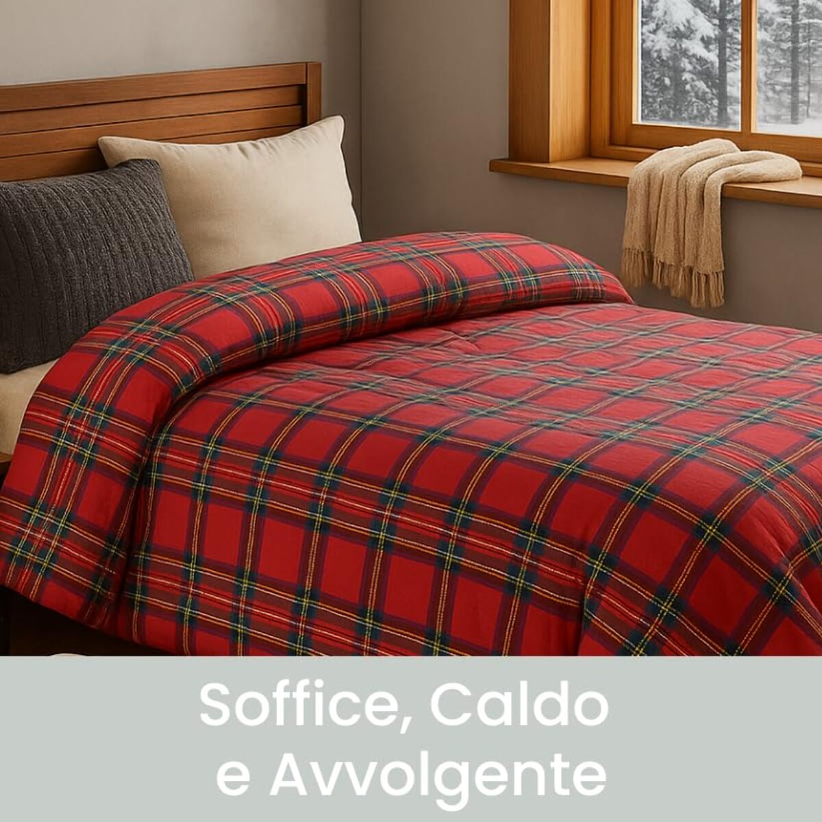 Piumino matrimoniale invernale anallergico 300 g/m², imbottitura ecologica soffice e calda, trapunta letto morbida e leggera, antiacaro e traspirante, lavabile in lavatrice, Made in Italy, comfort termico per notti fredde, dimensioni 260x260 cm