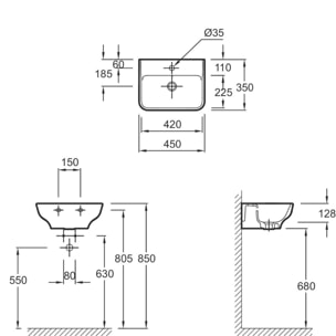 Lavabo PMR Struktura meulé, Blanc