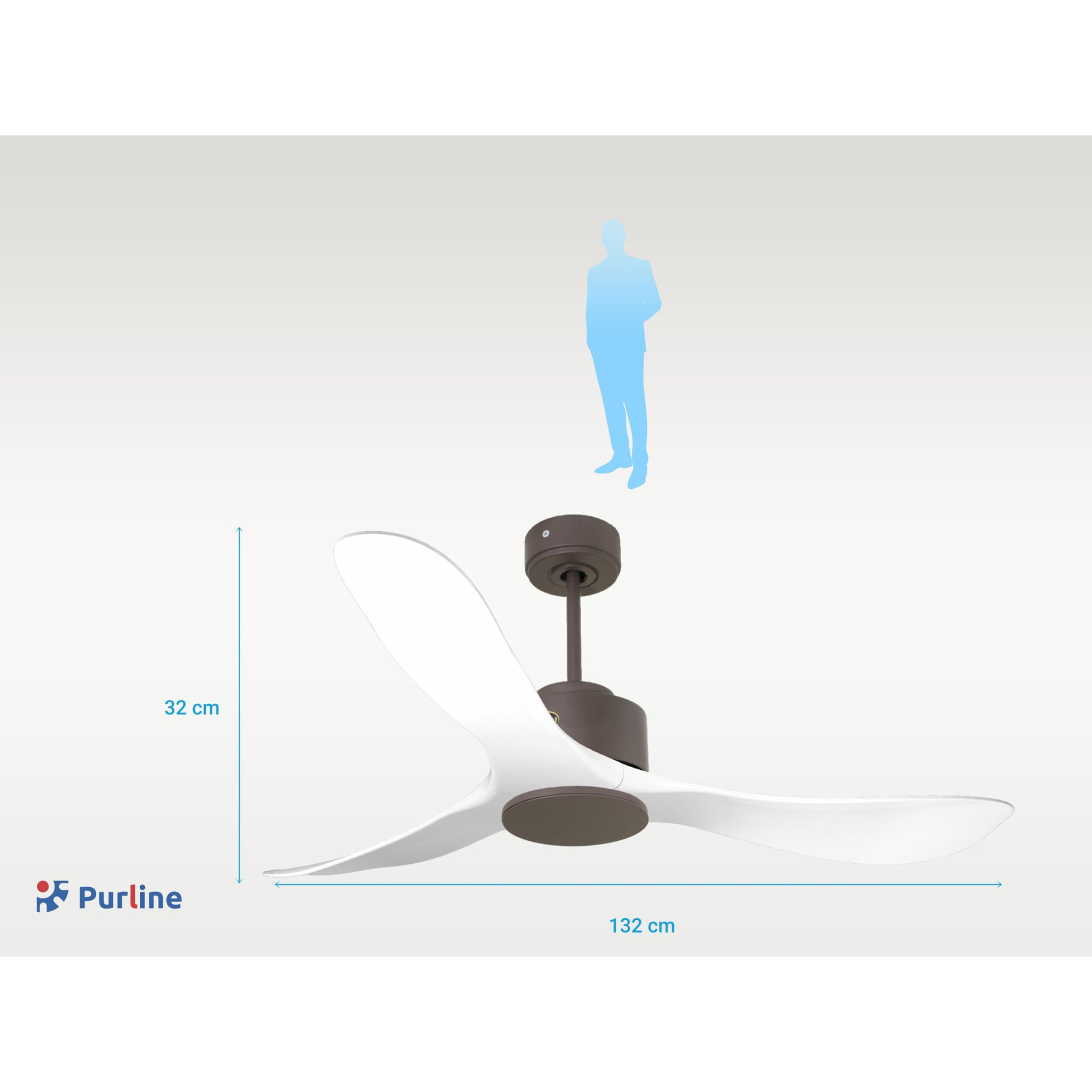 Ventilateur de plafond ø132 cm avec Wifi Réversible Hypersilence 40   W Chocolat