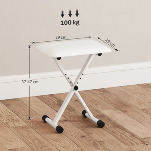 HOMCOM Tabouret banquette réglable pliable pour piano et clavier acier revêtement synthétique blanc