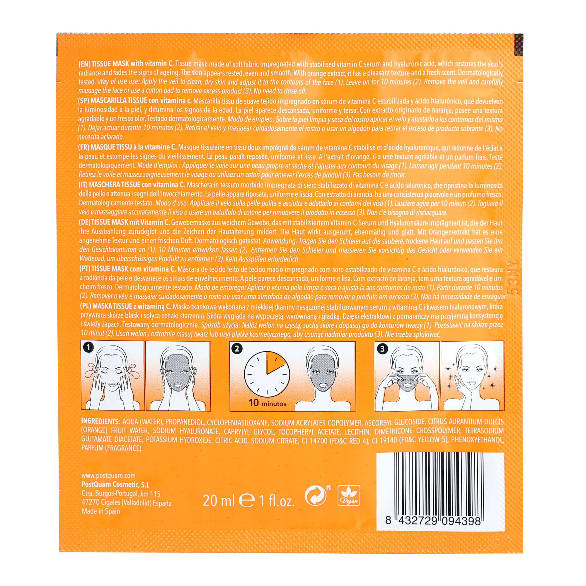 Masque tissu a la vitamine c 20ml.