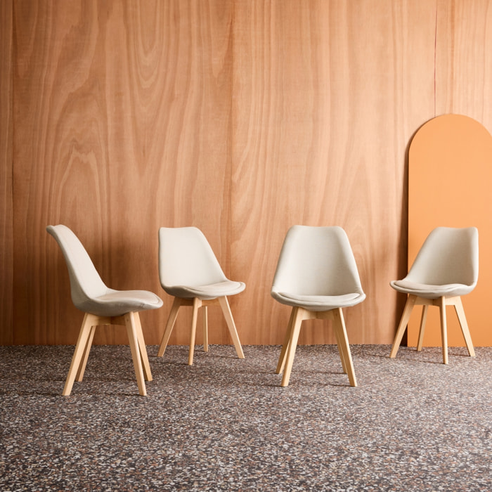 Chaise scandinave bois de hêtre et tissu (lot de 4) NILS