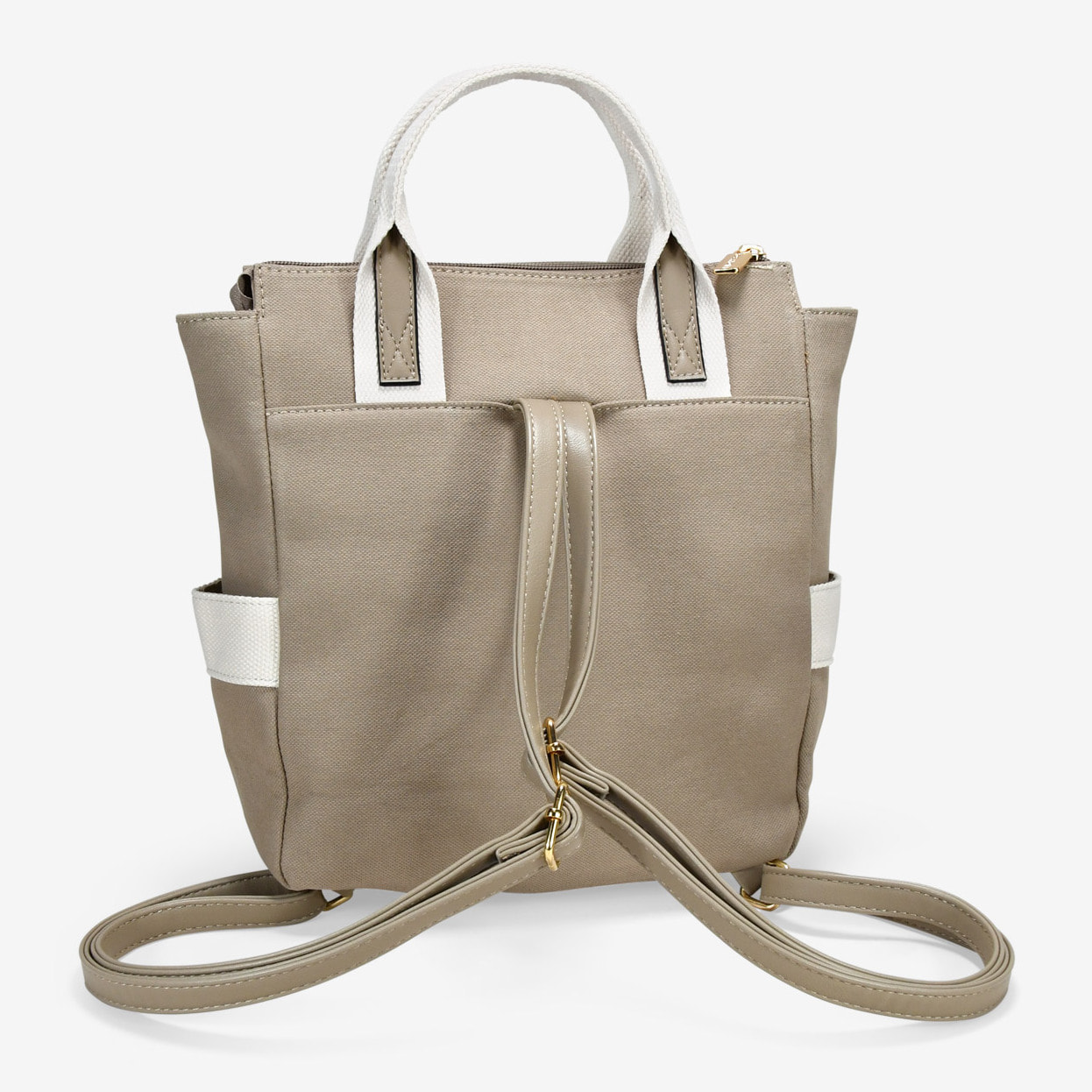 Mochila de canvas taupe con bolsillos