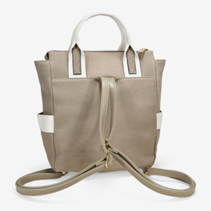 Mochila de canvas taupe con bolsillos