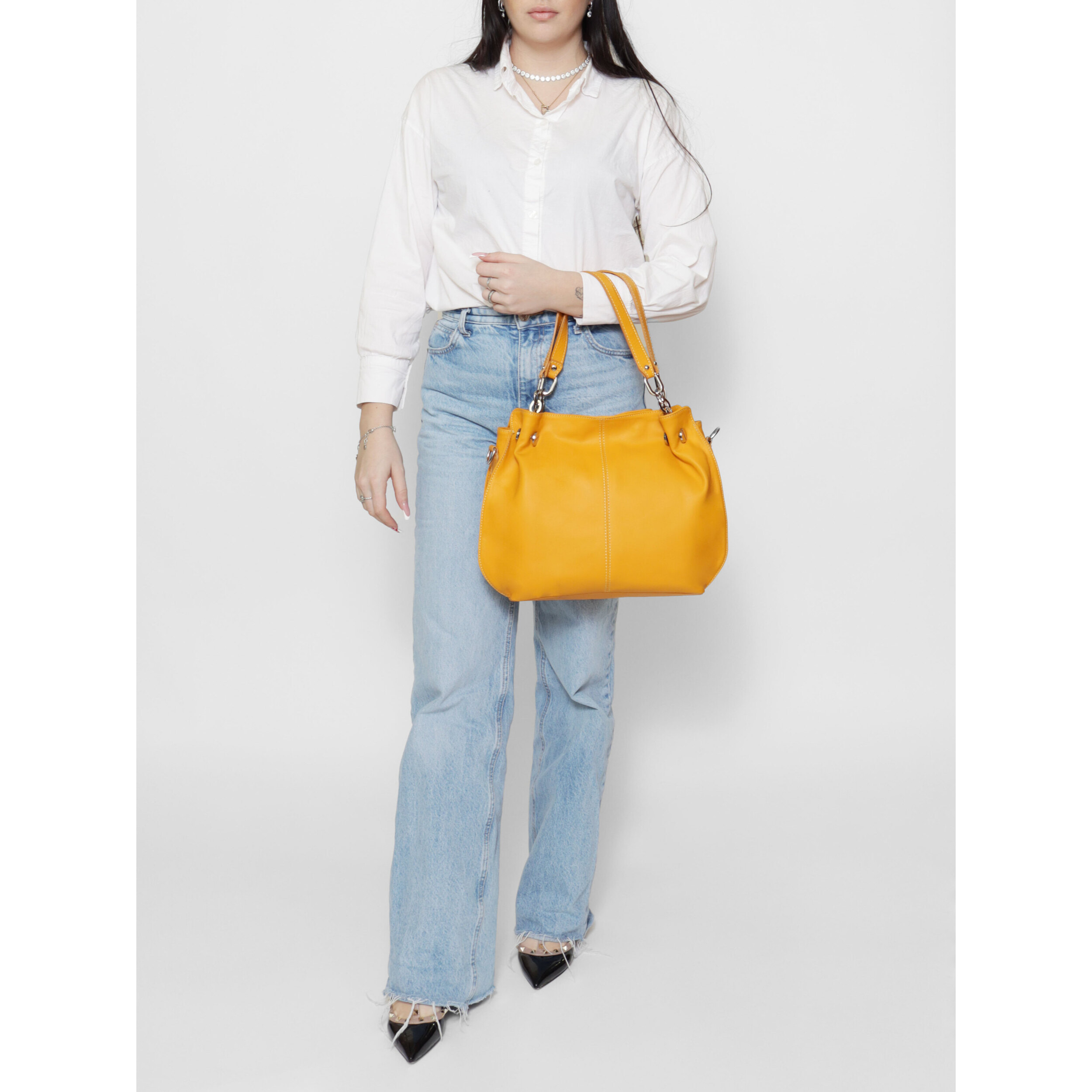 Borsa a mano da donna Made in Italy - Modello Ereba - 100% pelle - 38.0 x 30.0 x 12.0 cm