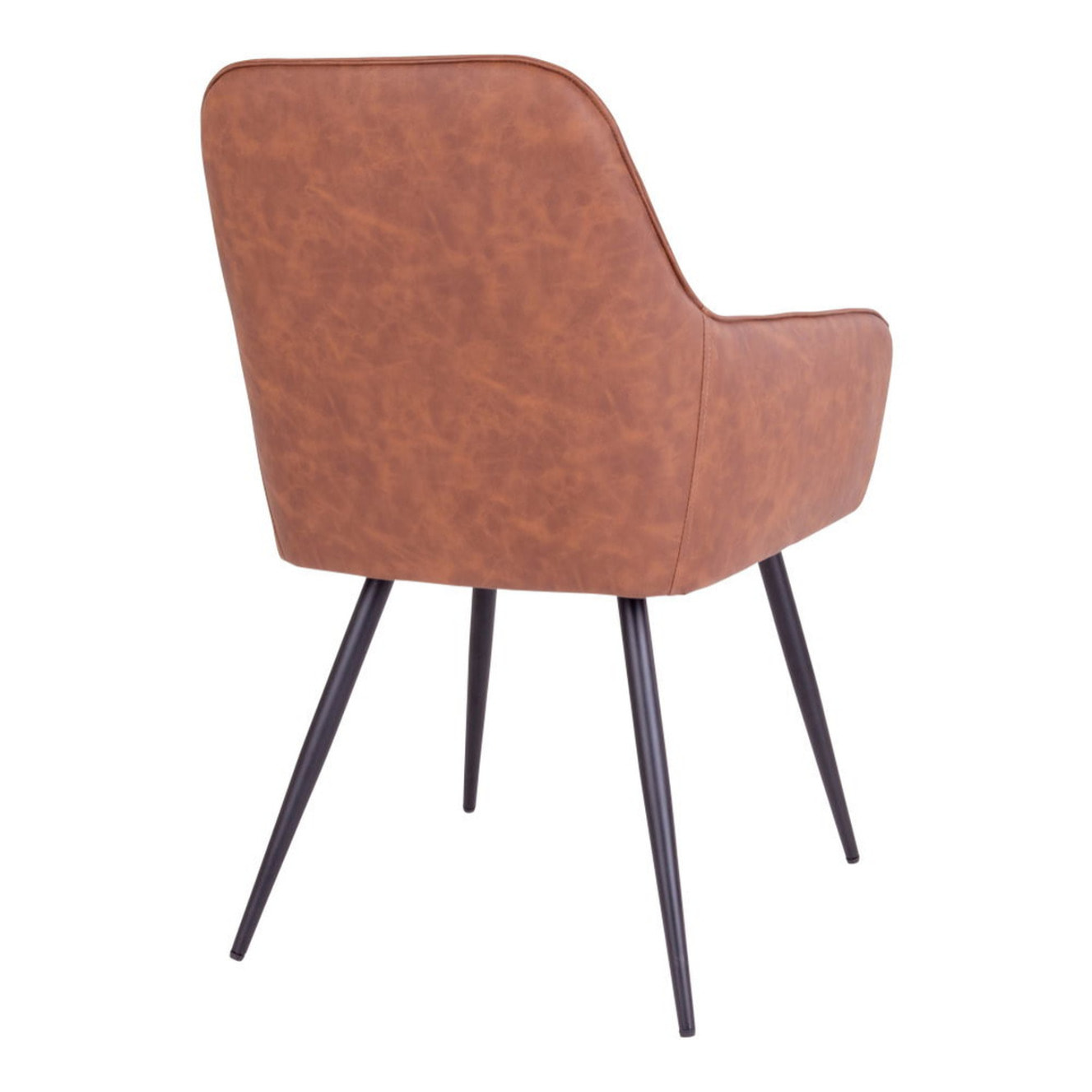 Set 2 sedie da pranzo Harbo in ecopelle marrone vintage con gambe nere