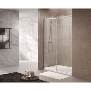 T-Linea Porte coulissante de douche verre trempé avec accessoires de montage 120x200cm, Chrome (SIKOTLDNEW120L)