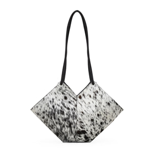 Bolso de hombro de piel con pelo de vaca