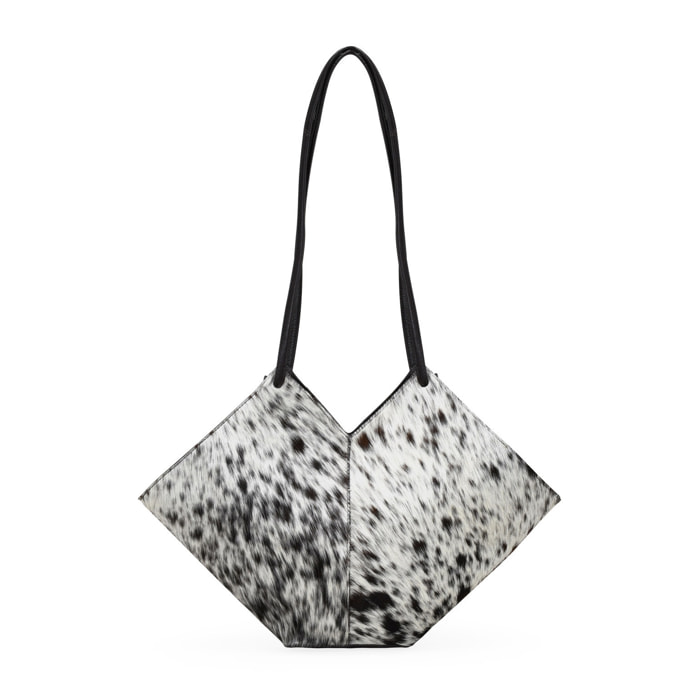 Bolso de hombro de piel con pelo de vaca