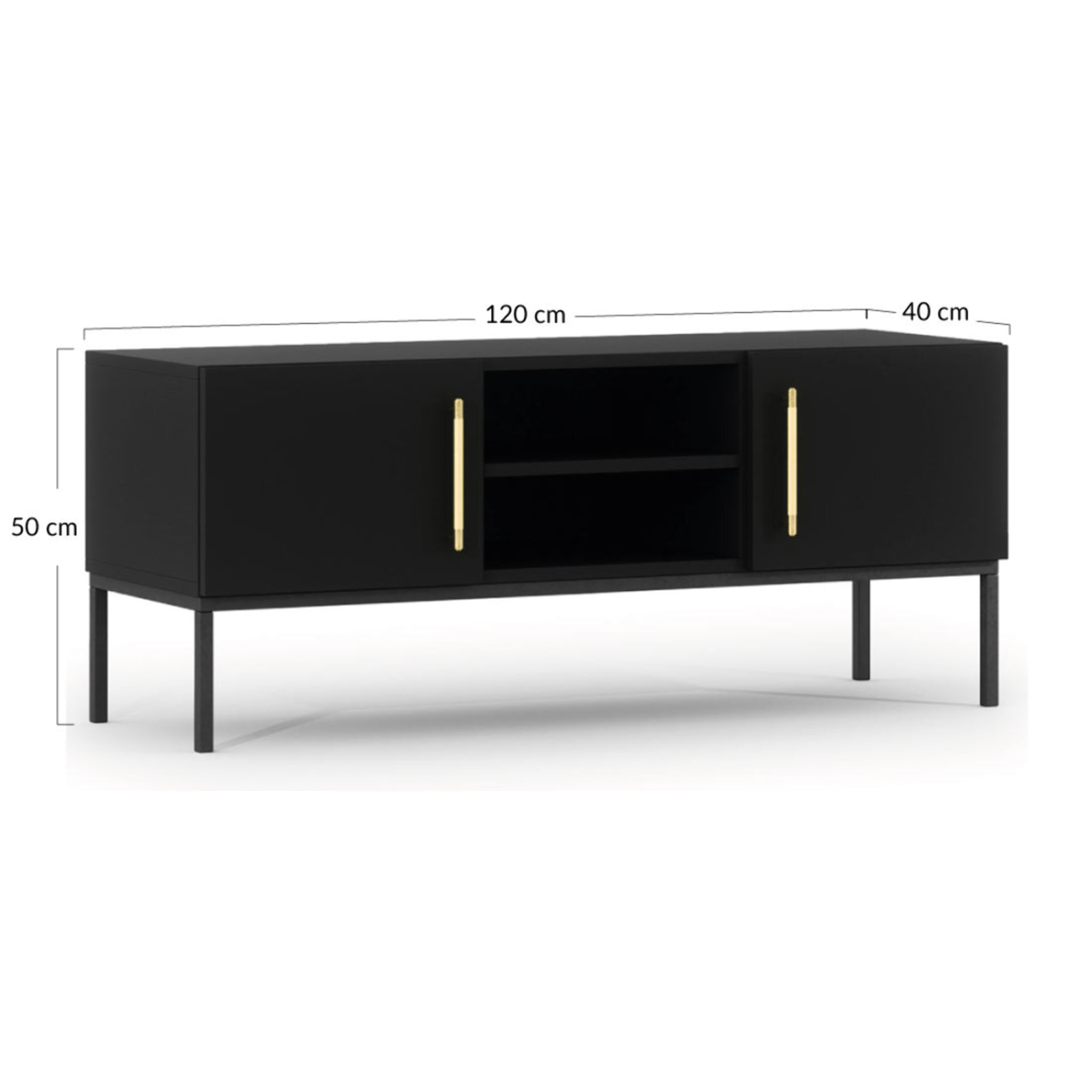 Felicia - meuble tv - noir - 2 portes et 2 niches - 120 cm - Noir
