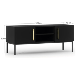 Felicia - meuble tv - noir - 2 portes et 2 niches - 120 cm - Noir