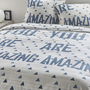 Parure housse de couette 100% coton 51fils amazing blanc