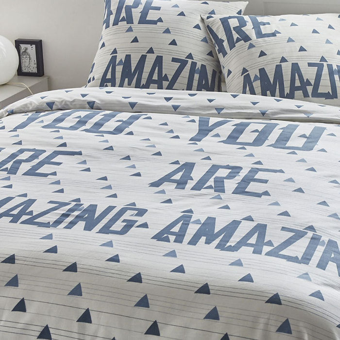 Parure housse de couette 100% coton 51fils amazing blanc