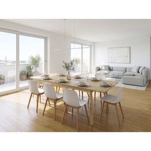 Table repas extensible en bois 160/210 cm "Prisma" - 8 places - Beige