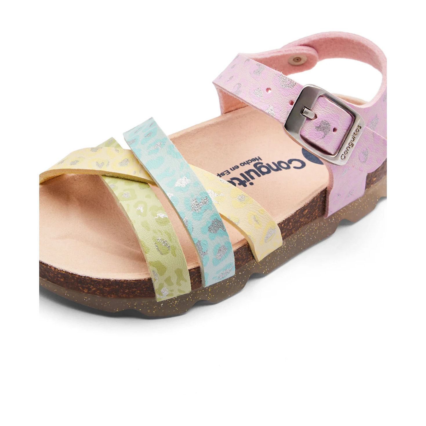 Sandalias Abiertas de Niña Hebilla Estampado Multicolor