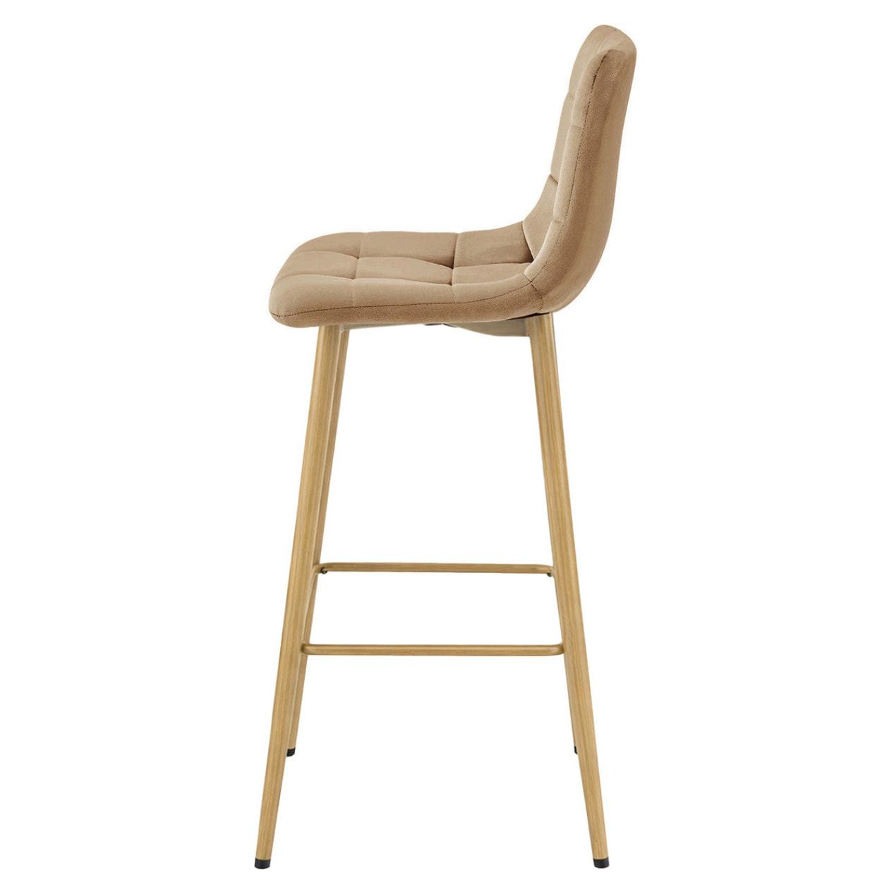 Sgabello Arceto in velluto marrone con gambe in legno