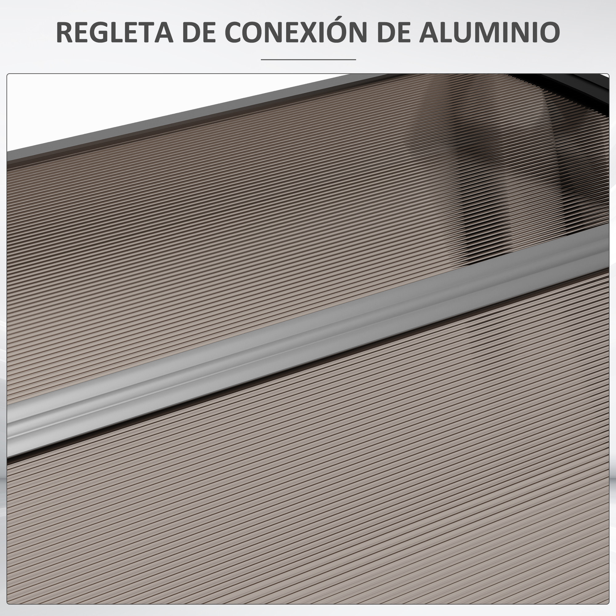 Tejadillo de Protección 103x96,5x27 cm Marquesina Exterior para Puertas y Ventanas contra Sol y Lluvia con Soporte Aleación de Aluminio Policarbonato Marrón Translúcido