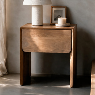 Table de chevet en bois de manguier marron clair - Achille